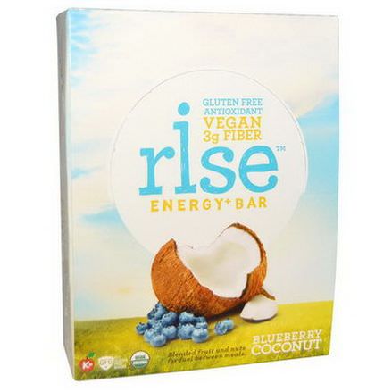 Rise Bar, Organic, Energy+ Bars, Blueberry Coconut 45g Each