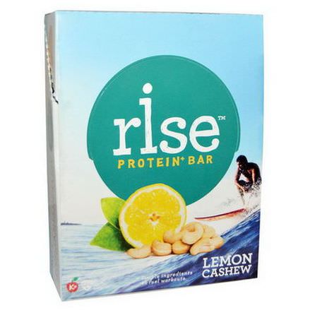 Rise Bar, Protein Bar, Lemon Cashew, 12 Bars 60g Each