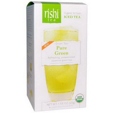 Rishi Tea, Organic Artisan Iced Tea, Green Tea, Pure Green, 5-1 Quart Iced Tea Sachets 45g