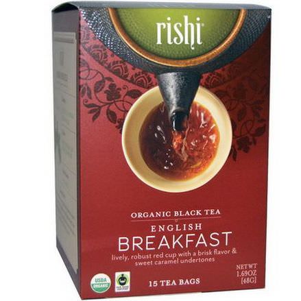 Rishi Tea, Organic Black Tea, English Breakfast, 15 Tea Bags 48g