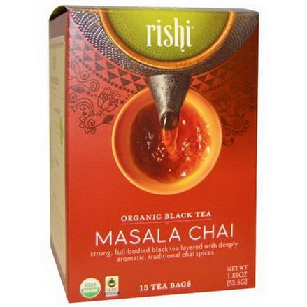 Rishi Tea, Organic Black Tea, Masala Chai, 15 Tea Bags 52.5g Each