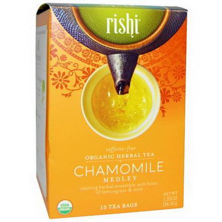 Rishi Tea, Organic Herbal Tea, Chamomile Medley, Caffeine-Free, 15 Tea Bags 34.5g