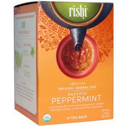 Rishi Tea, Organic Herbal Tea, Pacific Peppermint, Caffeine-Free, 15 Tea Bags 31.5g