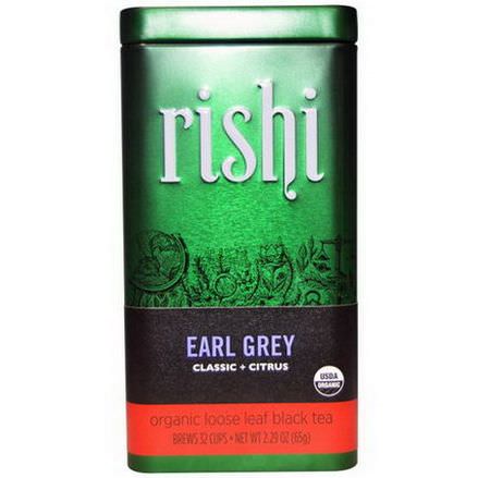 Rishi Tea, Organic Loose Leaf Black Tea, Earl Grey, Classic Citrus 65g