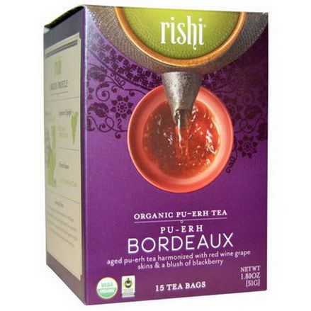 Rishi Tea, Organic Pu-Erh Tea, Bordeaux, 15 Tea Bags 51g