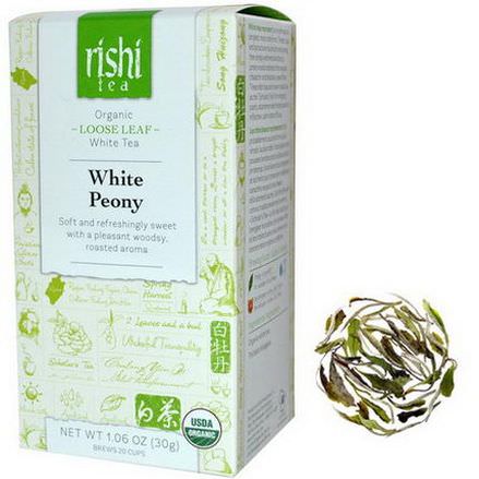 Rishi Tea, Organic White Tea, White Peony, Loose Leaf 30g