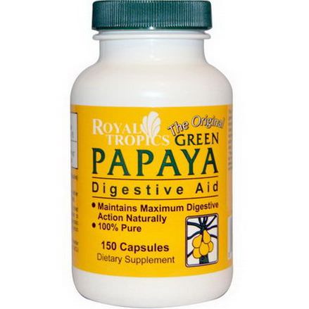 Royal Tropics, The Original Green Papaya, Digestive Aid, 150 Capsules