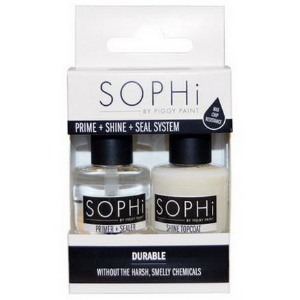 SOPHi by Piggy Paint, Prime Shine Seal System, 2 Bottles 15ml Each
