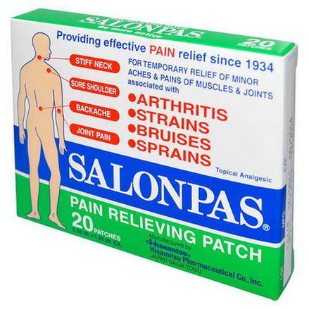 Salonpas, Pain Relieving Patch, 20 Patches, 2.56 in X 1.65 in Each