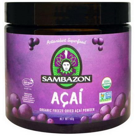 Sambazon, Acai, Organic Freeze-Dried Acai Powder, 90g