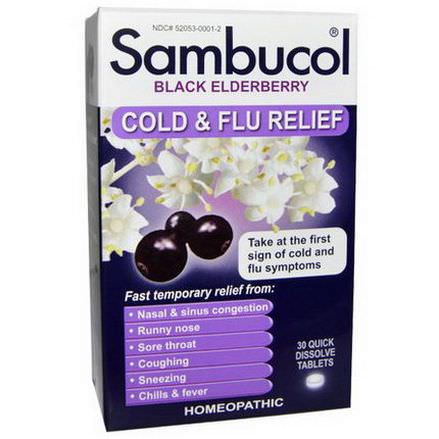 Sambucol, Black Elderberry, Cold&Flu Relief, 30 Quick Dissolve Tablets