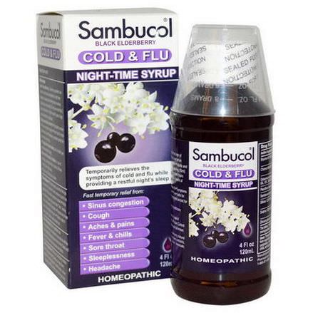 Sambucol, Black Elderberry, Night-Time Syrup, Cold&Flu 120ml