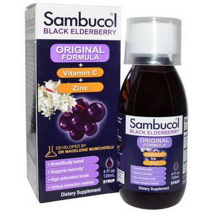 Sambucol, Black Elderberry, Original Formula, Vitamin C Plus Zinc, Syrup 120ml