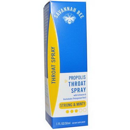Savannah Bee Company Inc, Propolis Throat Spray, Strong&Minty 30ml