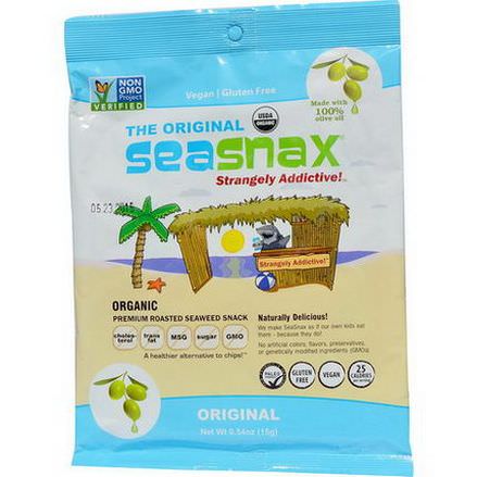 SeaSnax, Organic Premium Roasted Seaweed Snack, Original 15g