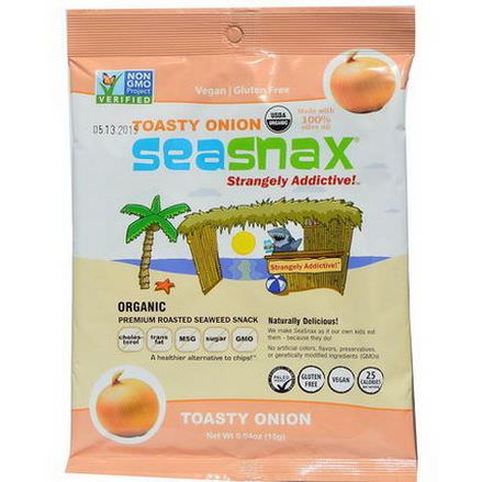 SeaSnax, Organic Premium Roasted Seaweed Snack, Toasty Onion 15g