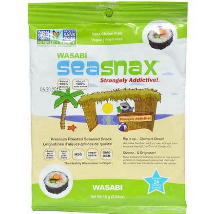 SeaSnax, Premium Roasted Seaweed Snack, Wasabi 15g