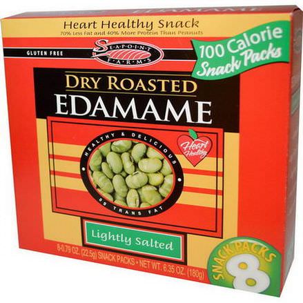 Seapoint Farms, Dry Roasted Edamame, Lightly Roasted, 8 Snack Packs 22.5g Each