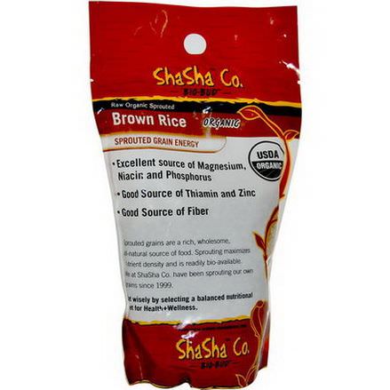 ShaSha Bread Co, Raw Organic Sprouted Brown Rice 454g