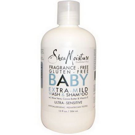 Shea Moisture, Baby Extra-Mild Wash&Shampoo, Fragrance Free 384ml