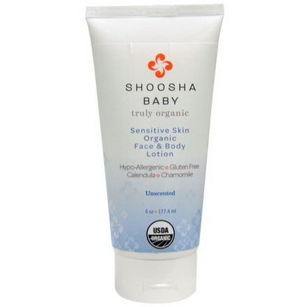 Shoosha, Baby Truly Organic Sensitive Skin Face&Body Lotion, Unscented 177.4ml