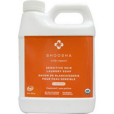 Shoosha, Organic Sensitive Skin Laundry Soap, Unscented 976ml