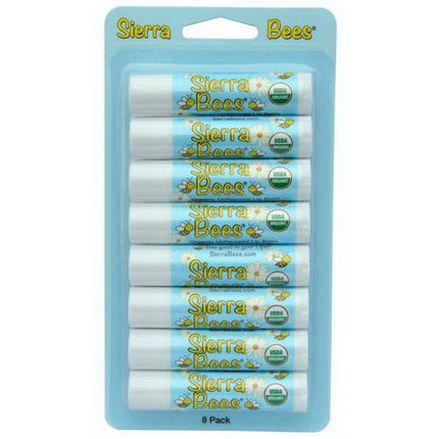 Sierra Bees, Organic Lip Balms, Unflavored, 8 Pack 4.25g Each