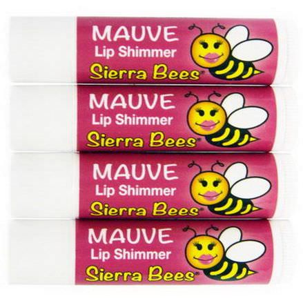 Sierra Bees, Tinted Lip Shimmer Balms, Mauve, 4 Packs