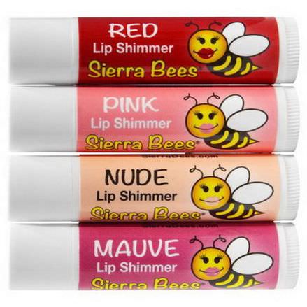 Sierra Bees, Tinted Lip Shimmer Balms, Variety Pack, 4 Pack