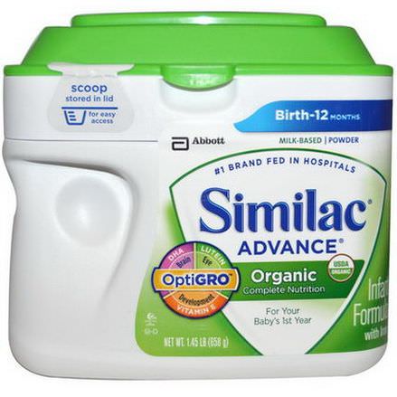Similac, Advance, Organic Infant Formula with Iron, Powder, Birth to 12 Months 658g