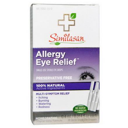Similasan, Allergy Eye Relief Eye Drops, 20 Sterile Single-Use Droppers 0.4ml Each