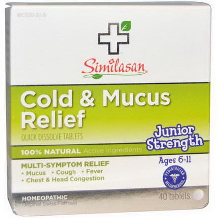 Similasan, Cold&Mucus Relief, Junior Strength, 40 Quick Dissolve Tablets