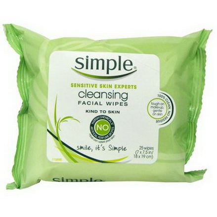 Simple Skincare, Cleansing Facial Wipes 7 x 7.5 in /18 x 19 cm