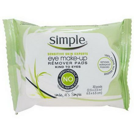 Simple Skincare, Eye Make-Up Remover Pads, 30 Pads