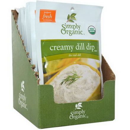 Simply Organic, Creamy Dill Dip Mix, 12 Packets 20g Each