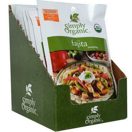 Simply Organic, Fajita Seasoning, 12 Packets 28g Each