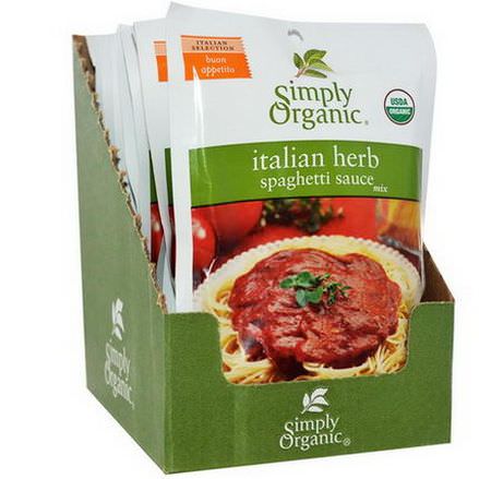 Simply Organic, Italian Herb Spaghetti Sauce Mix, 12 Packets 37g Each