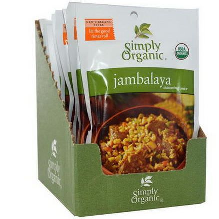 Simply Organic, Jambalaya Seasoning Mix, 12 Packets 21g Each