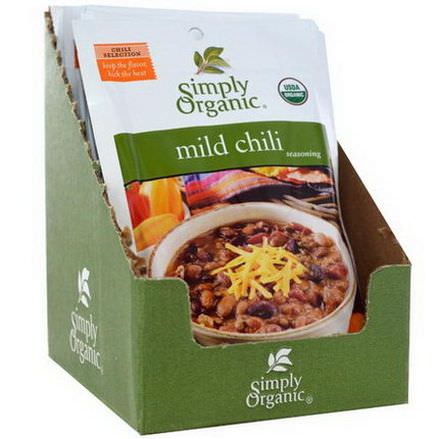 Simply Organic, Mild Chili Seasoning, 12 Packets 28g Each