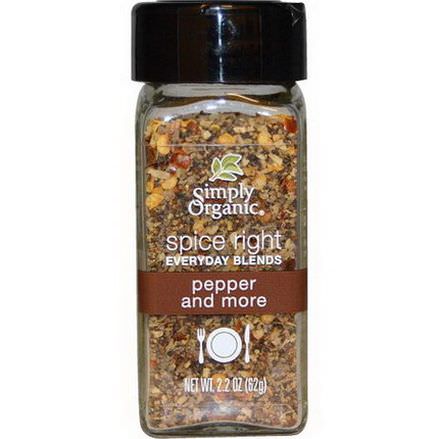Simply Organic, Organic Spice Right Everyday Blends, Pepper and More 62g