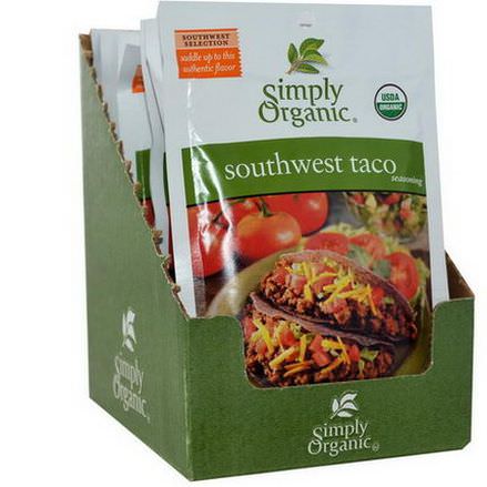 Simply Organic, Southwest Taco Seasoning, 12 Packets 32g Each