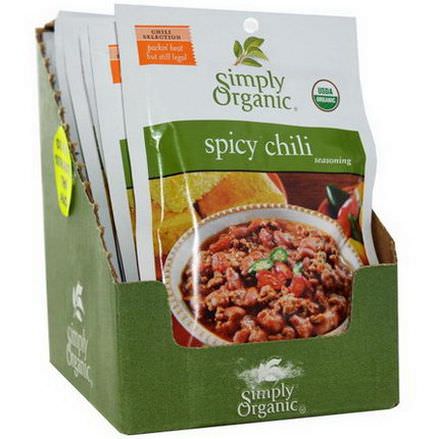 Simply Organic, Spicy Chili Seasoning, 12 Packets 28g Each