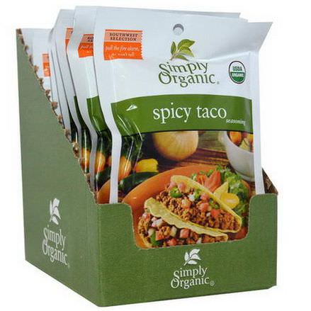 Simply Organic, Spicy Taco Seasoning, 12 Packets 32g Each