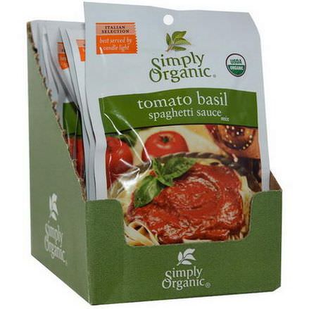 Simply Organic, Tomato Basil Spaghetti Sauce Mix, 12 Packets 37g Each