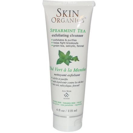 Skin By Ann Webb, Skin Organics, Exfoliating Cleanser, Spearmint Tea 118ml