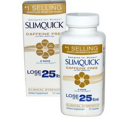 SlimQuick, Clinical Strength, Caffeine Free, 72 Caplets