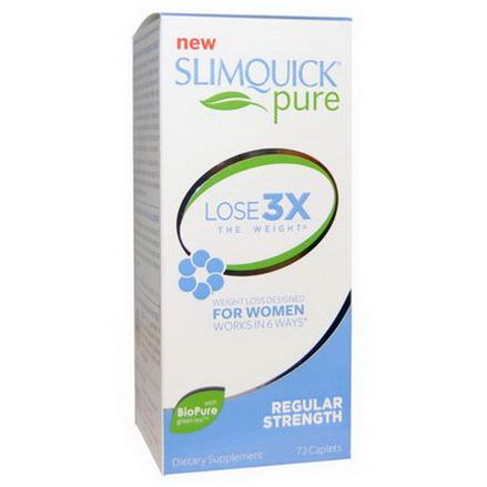SlimQuick, Pure, Fat Burner, For Women, Regular Strength, 72 Caplets