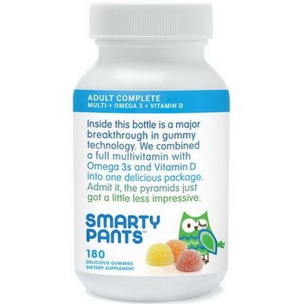SmartyPants, Adult Complete Multi Omega 3 Vitamin D, 180 Delicious Gummies