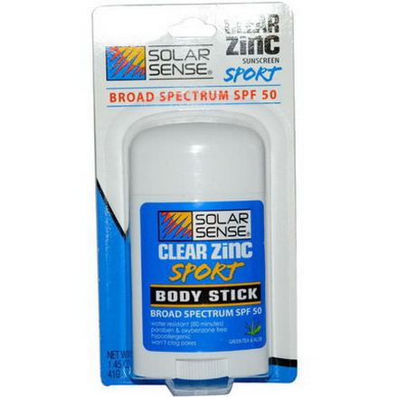 Solar Sense, Clear Zinc Sport Body Stick, Broad Spectrum SPF 50 41g