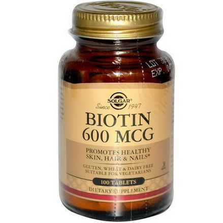 Solgar, Biotin, 600mcg, 100 Tablets